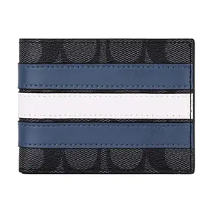 COACH Billfold Wallet for Men – Ultra-Thin Classic Double C-Print PVC Wallet in Black, Gray, Blue, and White