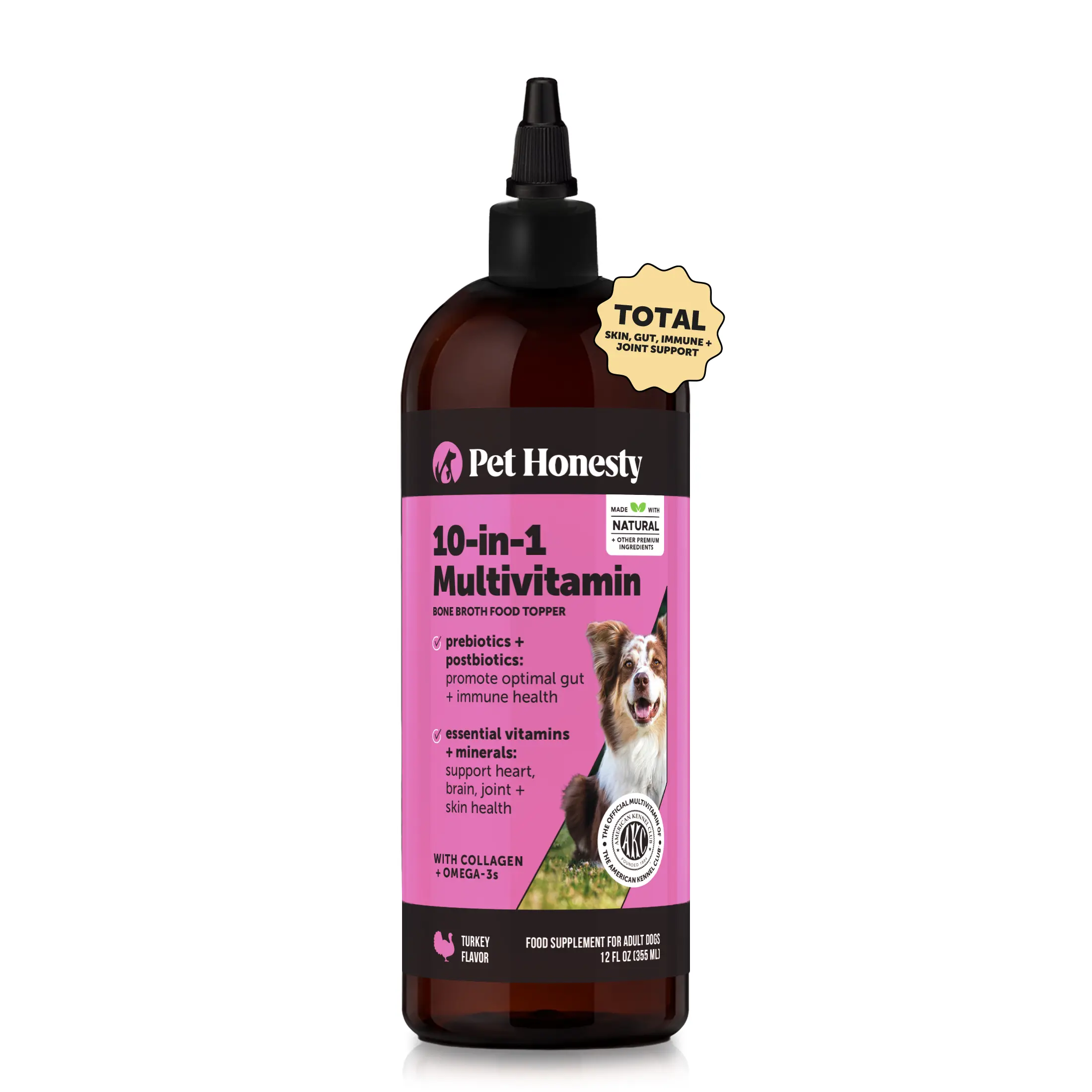 Pet Honesty Multivitamin 10-in-1 Liquid Supplement for Dogs with Glucosamine, Prebiotics + Salmon Oil, Joints, Heart, Skin & Gut Health, Chicken 12 oz Pet Honesty Multivitamin 10-in-1 Liquid Supplement for Dogs with Glucosamine, Prebiotics + Salmon Oil, Joints, Heart, Skin & Gut Health, Chicken 12 oz