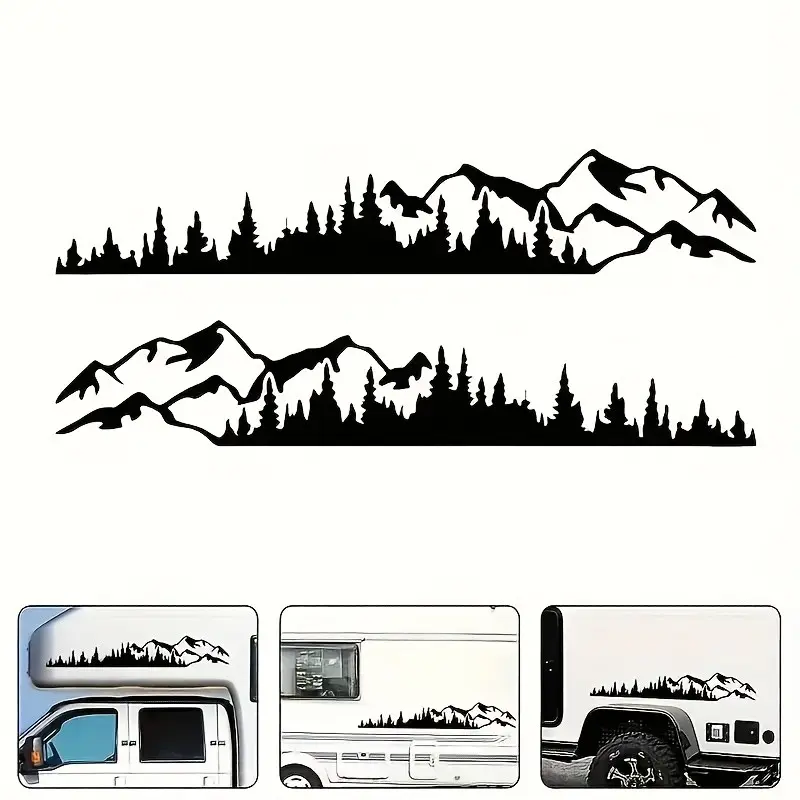 Waterproof UV-Resistant Vinyl Car Sticker, Automotive Vinyl Decal, Mountain Tree Design, Self-Adhesive Removable, Scratch-Proof, Large Size, for Cars, Walls, Glass, Car Decal, Waterproof Vinyl Decals