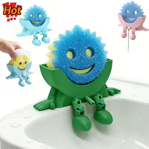 Cute Hanging Sponge Holder with Drainage – Keeps Your Sponge Dry & Smiling, For Scrub Daddy Holder, Funny Sponge Stand for Kitchen Sink, 3D Printing Countertop Sponge Holders Interesting 3D printed sink toys Practical and funny holiday gifts