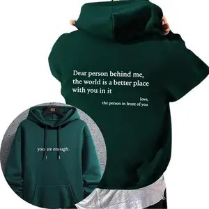 Youth & Adult You Are Enough 2 Sides Pullover Hoodie, Dear Person Behind Me Letter Print, Gift for Him, Soft Unisex Hoodie Apparel Made In The USA	