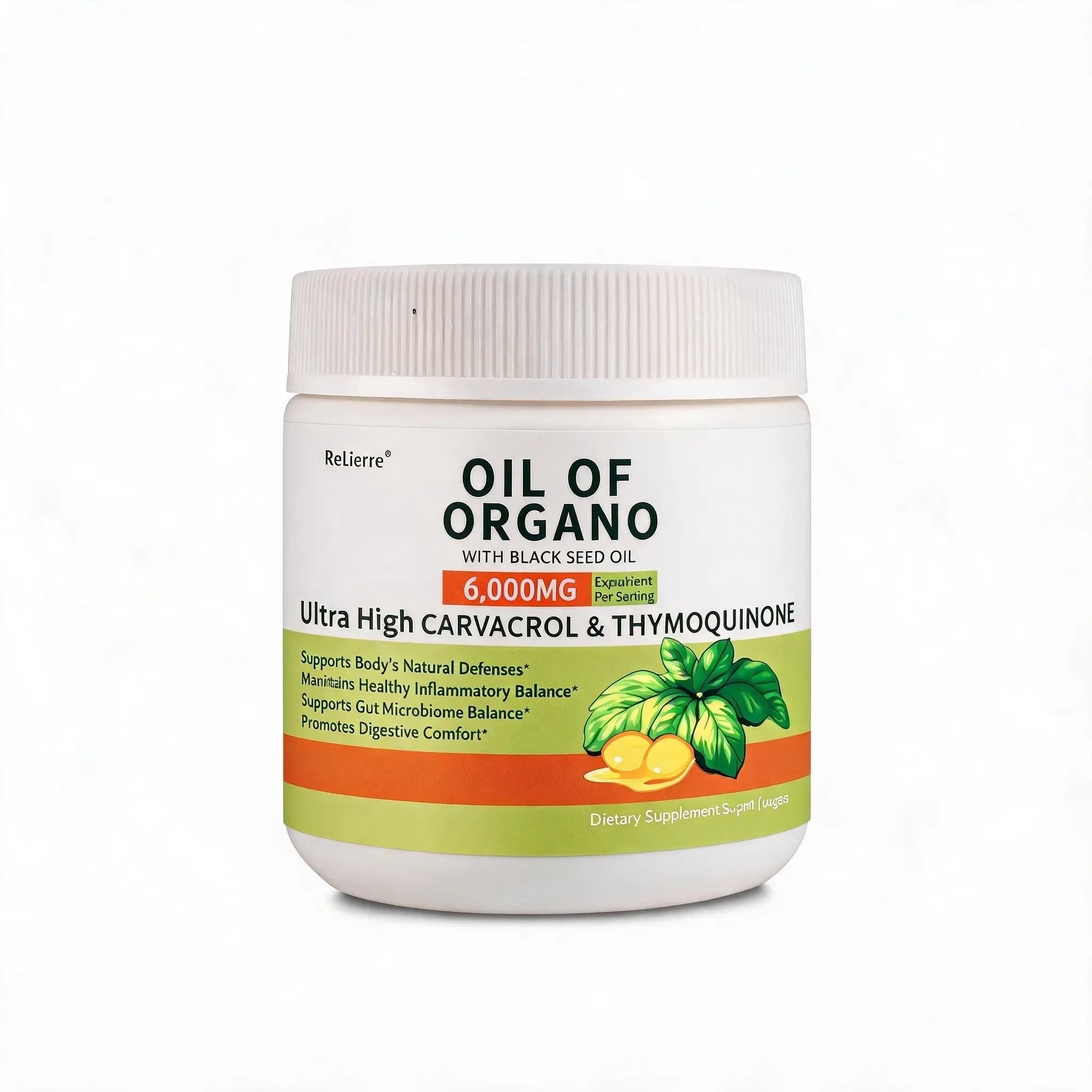 RELIERRE  Oregano Oil with Black Seed Oil Softgels | Immune Support,Antioxidant Boost | with Black Seed Oil & High Carvacrol | Non-GMO, Plant-Based | 300 Count，black seed oil softgels  Dietary