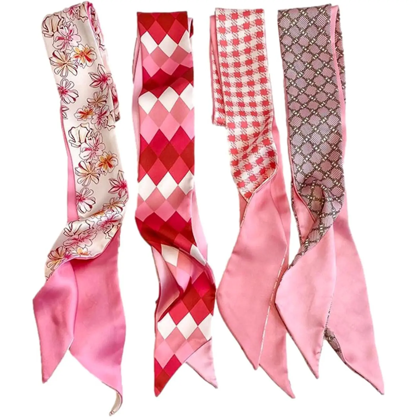 4 Pack Purse Scarf for Bags Silk Head Scarf for Hair Handbag Women Scarfs Band Hair Neck Scarves Fashion Gifts,04