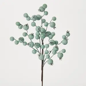 Weathered Light Blue Crabapple Cluster Faux Berry Spray - 17"