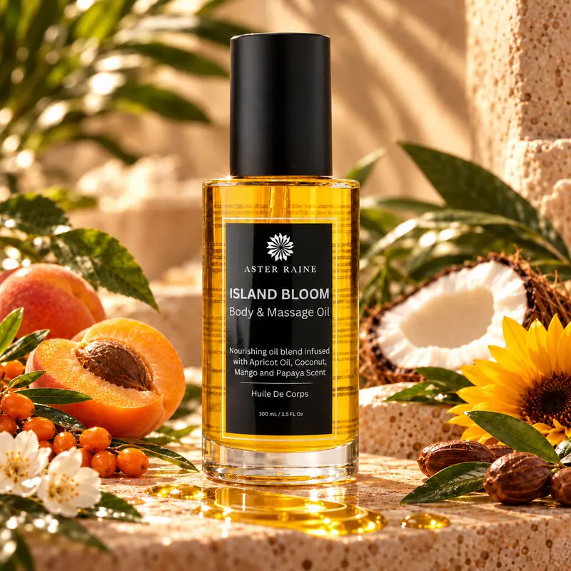 Island Bloom Body Oil With Mango, Papaya and Coconut Scent For Deeper Skin Hydration | Aster Raine