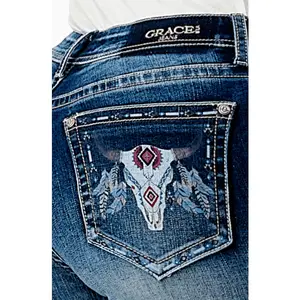Grace in LA Women's Easy Fit Steerhead Boot Cut Jeans EB61767