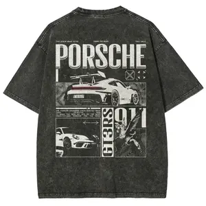 [100%cotton]911 GT3RS Unisex Fit Washed T-Shirt graphic tee Retro Deftones Tour