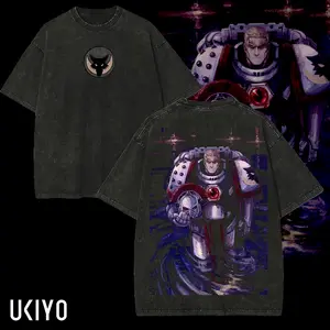 Warhammer 40k Luna Wolves Printed Unisex Washed T-Shirt Garviel Loken Graphic Tee Oversized Streetwear T Shirt for Men Women Wargaming Merchandise Clothes