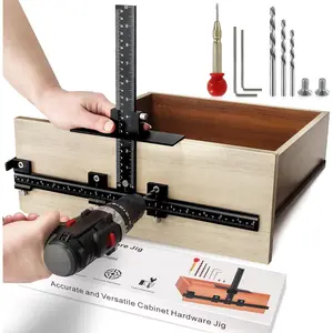 Cabinet Hardware Jig for Handles and Pulls,Aluminum Alloy Cabinet Door Handle Jig for Doors and Drawers,Adjustable Cabinet Handle Template Tool Door for Drawer Front Knobs Handles and Pulls