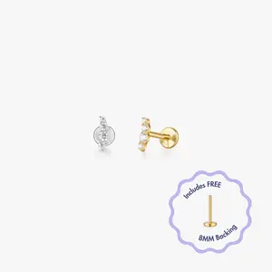 Alina Titanium Flat Back Stud (Single)