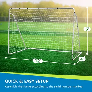 ZENY 12FT x 6FT Portable Soccer Goal Net for Backyard Kids Adults Outdoor Soccer Training Steel Frame