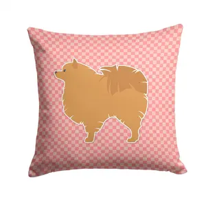 Pomeranian Checkerboard Pink Throw Pillow - 14x14 Decorative Pillow – Art for Your Home & Patio BB3642PW1414