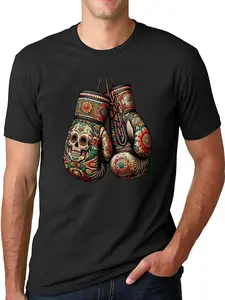 100% Cotton Unisex Mexican Vintage Style Boxing Gloves Aztec Mayan Fighter T-Shirt