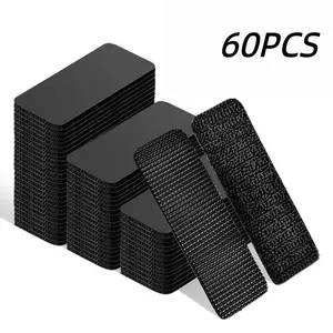 TAKOO 60 PCS Heavy Duty Hook and Loop Strips, Double Sided Reusable Adhesive Mounting Tape for Wall Hanging, Picture Frames, Cable Organizer, DIY Home Use