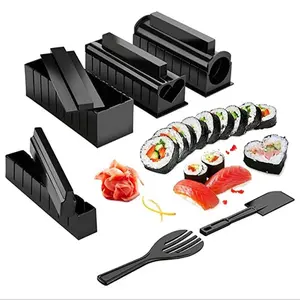 Sushi Making Set, 10 Pcs Sushi Maker Set, Sushi Molds Press with Sushi Rice Mold Shapes, Sushi Maker Roller Set, Sushi Set for Beginners, DIY Home Onigiri Mold Sushi Tool Setchen Accessories, Sushi Kit, Sushi Rolling Set