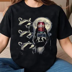 Funny Raccoon Shirt – Raccoon Dr Pepperr Moon Graphic Tee, Vintage Animal T-Shirt, Retro Aesthetic