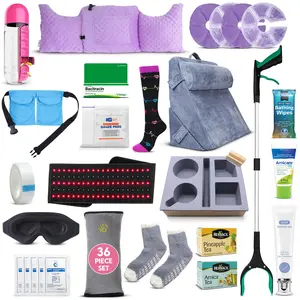 JDCare USA Ultimate Mastectomy & Breast Augmentation Post Op Essentials Kit For Recovery Includes Supportive Mastectomy Pillow 36 Piece Set with Soft Breathable Pillow for Gentle Support and Comfort