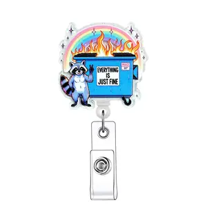 Cute Cartoon Design Badge Holder, 1 Count/20pcs Funny Retractable Badge Reel, Acrylic ID Holder with Clip for Nurses, Doctors, Students & Office Staff, Badge Decoration