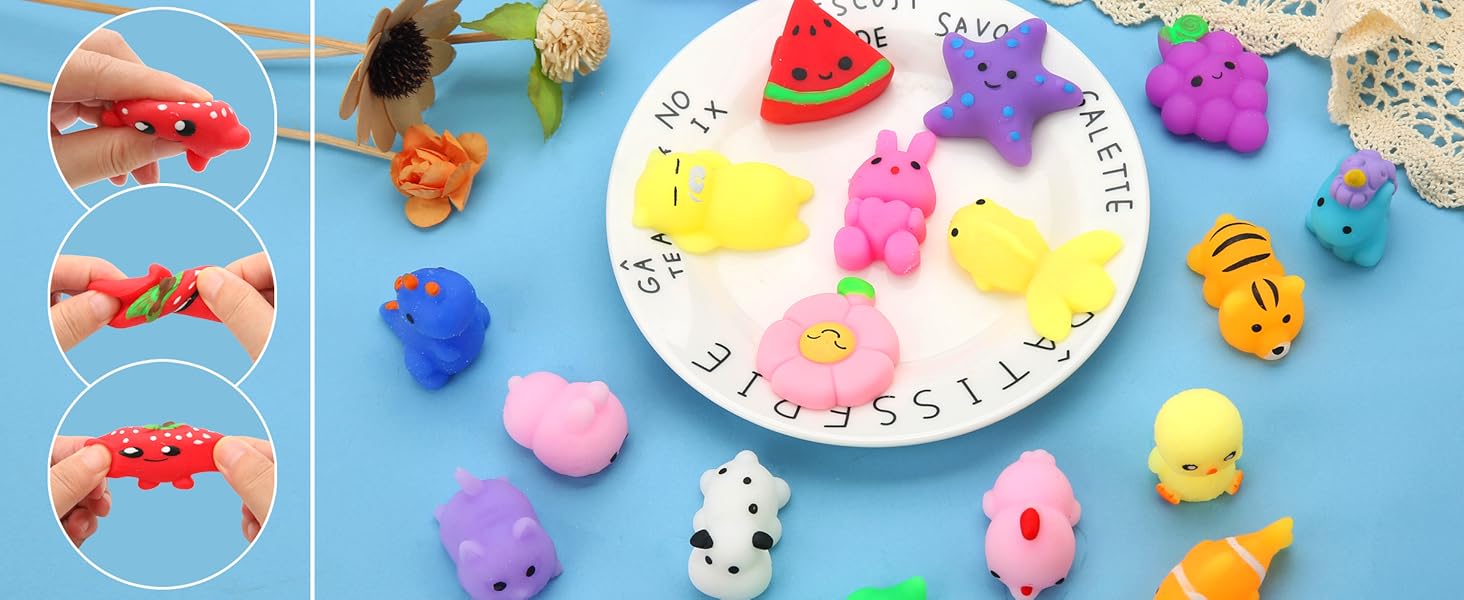 30 Pack Squishy Toys, Kawaii Squishies Party Favors for Kids 4-8 8-12 Treasure Box Toys for Classroom Birthday Xmas Gifts Goodie Bag Mini Animals Mochi Squishy Stress Relief Sensory Toys Random