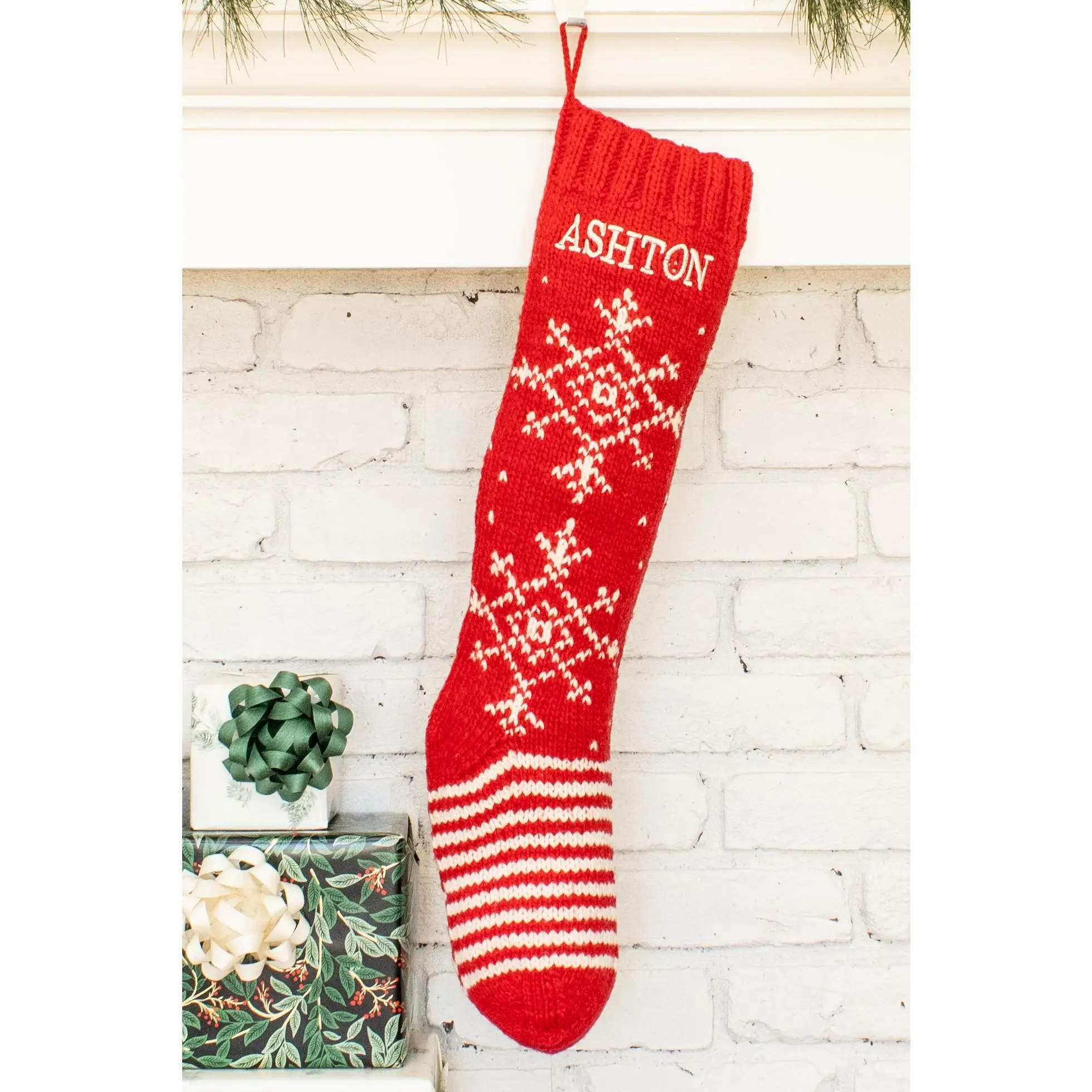 Red Snowflake Christmas Stocking