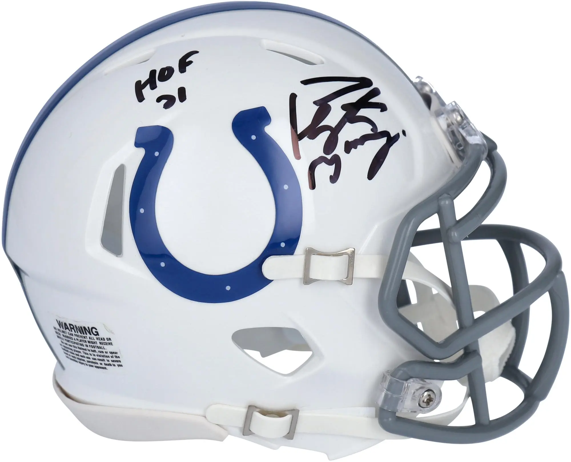 Peyton Manning Indianapolis Colts Autographed Riddell Speed Mini Helmet with "HOF 21" Inscription - Fanatics Authentic Certified