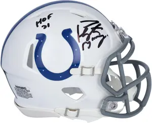 Peyton Manning Indianapolis Colts Autographed Riddell Speed Mini Helmet with "HOF 21" Inscription - Fanatics Authentic Certified
