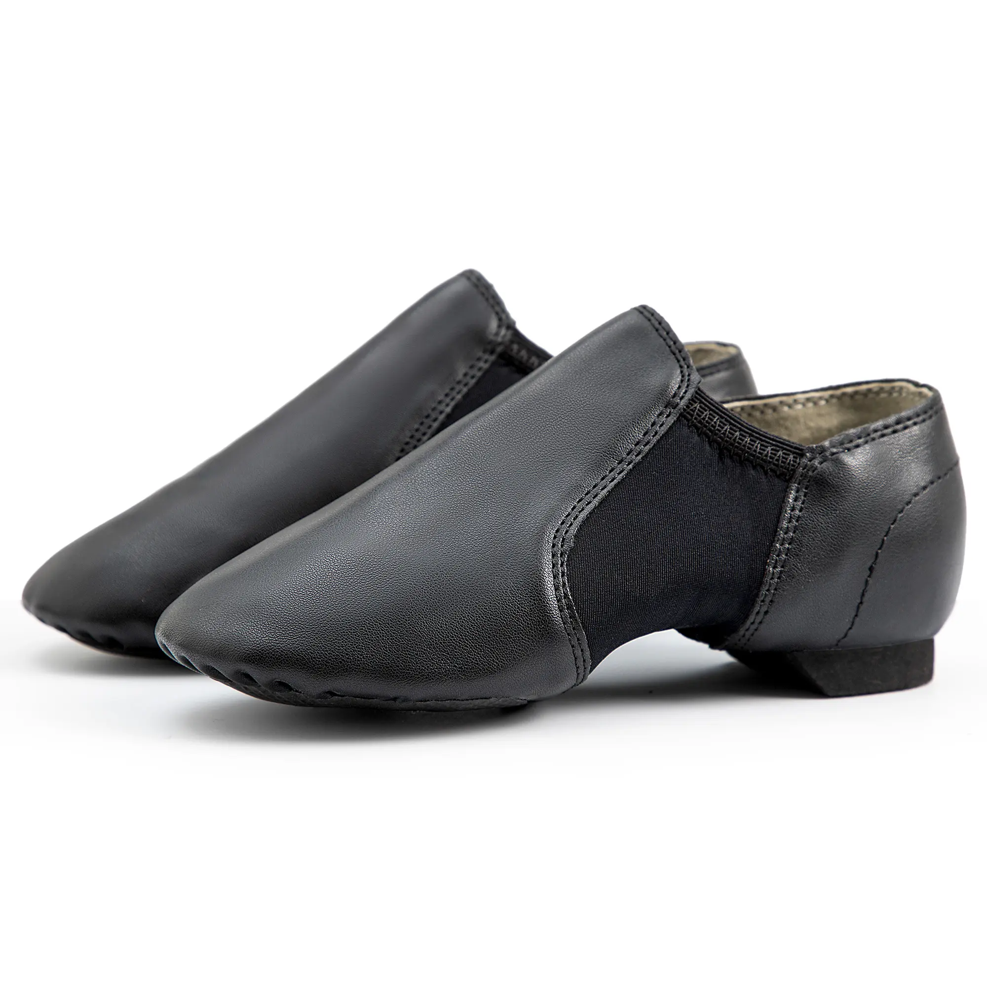 Linodes Jazz Shoes for Kids, Unisex Slip-On PU Leather Ballerina Shoes Flats for Dance with Split Sole and Arch Insert