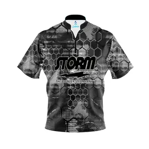 Storm Blackout Honeycomb Quick Ship CoolWick Sash Zip Bowling Jersey