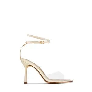 Rosalia Clear Strap Stiletto Heels – Gold