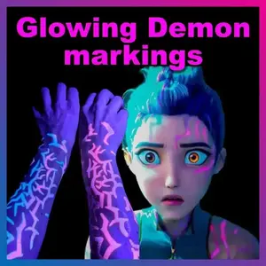 4/6PCS UV Glow Kpop Demon Hunters Temporary Tattoos - Rumi & Jinu Fluorescent Face & Body Art, Blacklight Party Cosplay Stickers  Fans