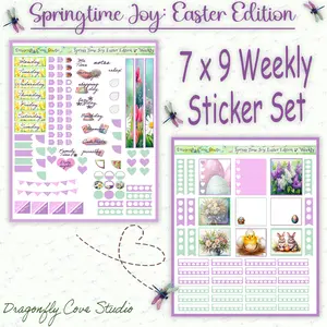 7x9 Weekly Planner Stickers – Springtime Joy Easter Theme | Printed & Shipped