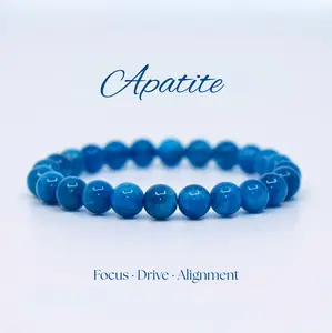 Lovskaya AAA Grade Blue Apatite Natural Crystal Bracelet for Adults Elegant Fashionable Unisex Jewelry from Madagascar Boosts Drive Creativity Express Truth