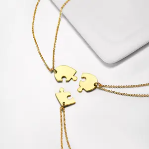 FaithHeart 3 items Heart Puzzle Necklaces for BFF Family