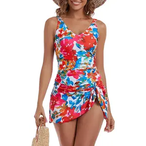 One Piece Swim Dress Swimsuits for Women Tummy Control Swimdress Skirt Bathing Suit