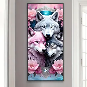 Wolf Pattern DIY Diamond Arts Colorful Painting Kit, 5D Diamond Arts Colorful Painting Kit, Wall Art Decor for Home Living Room Bedroom, Diamond Painting Kits, Crafts