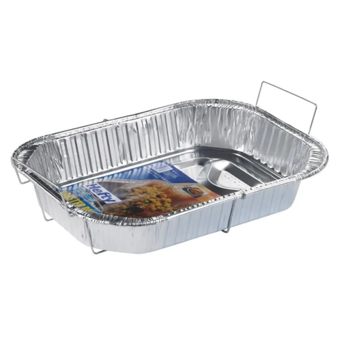 Z01986 Reusable Rectangular Roasting Pan with Built-in Rack, Contoured Corners, Handles (16-1/8" x 11-3/4" x 2-7/8"), 12-Pack Kitchen Bakeware