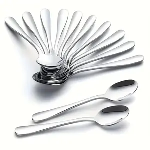 12 Pcs Stainless Steel Teaspoons, 4.72 Inch Mini Coffee Spoons, Polished Finish, Dishwasher Safe, Durable for Home and Restaurant Use