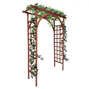 85 in Solid Fir Wood Garden Arbor - Double Layer, Lattice Sides, Moisture-Res Trellis with Arched/Flat Top for Plant Climbing, Wedding Decoration, Garden Backyard Lawn Furniture