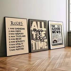 Neutral Christian Wall Art Set of 3 Poster, Bible Verse Modern Art Prints, Scripture Bundle, God Is Good Home Decor Gift