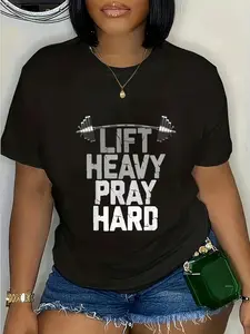 100% Cotton Lift Heavy Pray Hard, Weight Lifting Christian Gym T-Shirt