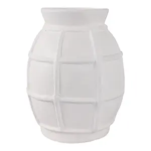 Sagebrook Home 22385 14 x 11 in. Windowpane Paper Mache Vase, White