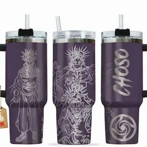 [Sip40 Otaku] [Jujutsu Kaisen] Choso 40oz Tumbler With Handle – Anime Stainless Steel Travel Mug, Blood Manipulation Sorcerer Cup, Otaku Gift, Iced Coffee Thermos for Manga & Gaming Fans Gothic