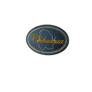 Chihuahua Embroidered Patch, Snake Skin Design, 4"x3", Black PU Leather