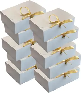 10 count  Boxes with , Bridesmaid Proposal Box with Ribbon, Paper Boxes for Wedding, Packing,Birthday,Party,Christmas (White)
