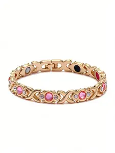 Energy Magnet Bracelet Eco-Friendly Alloy with Diamonds Adjustable Women's Wristband Stacking Bracelet Stackable Bracelets Trendy Jewelry