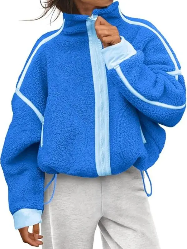 Mibbory Women's Fuzzy Zip Up Fleece Sherpa Jacket Casual Teddy Coats Winter Outerwear with Pockets