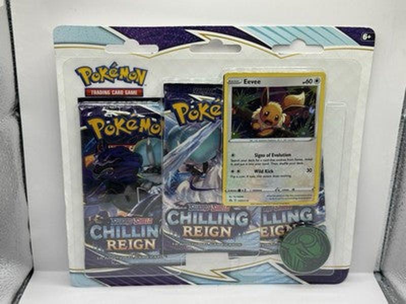2021 Pokemon Chilling Reign 3 Pack Blister Pack with Eevee - Factory Sealed