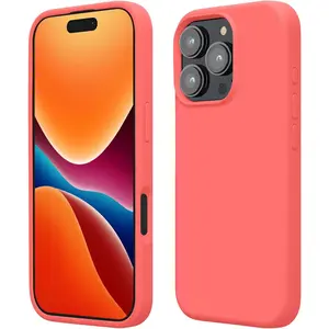 with Apple iPhone 16 Pro Case - TPU Silicone Phone Cover with Soft Finish - Neon Coral
