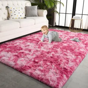 Modern Soft Fluffy Large Shaggy Rug for Bedroom Livingroom Dorm Kids Room Indoor Home Decorative Non-Slip Plush Furry Fur Area Rugs Comfy Nursery Accent Floor Carpet 4x6 Feet