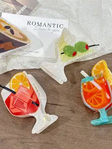 Cocktail Design Hair Clips, Colorful Hair Accessories for Women & Girls, Minimalist Headwear Suitable for Thick Hair, Fashion Hair Accessories for Party, Daily Decor